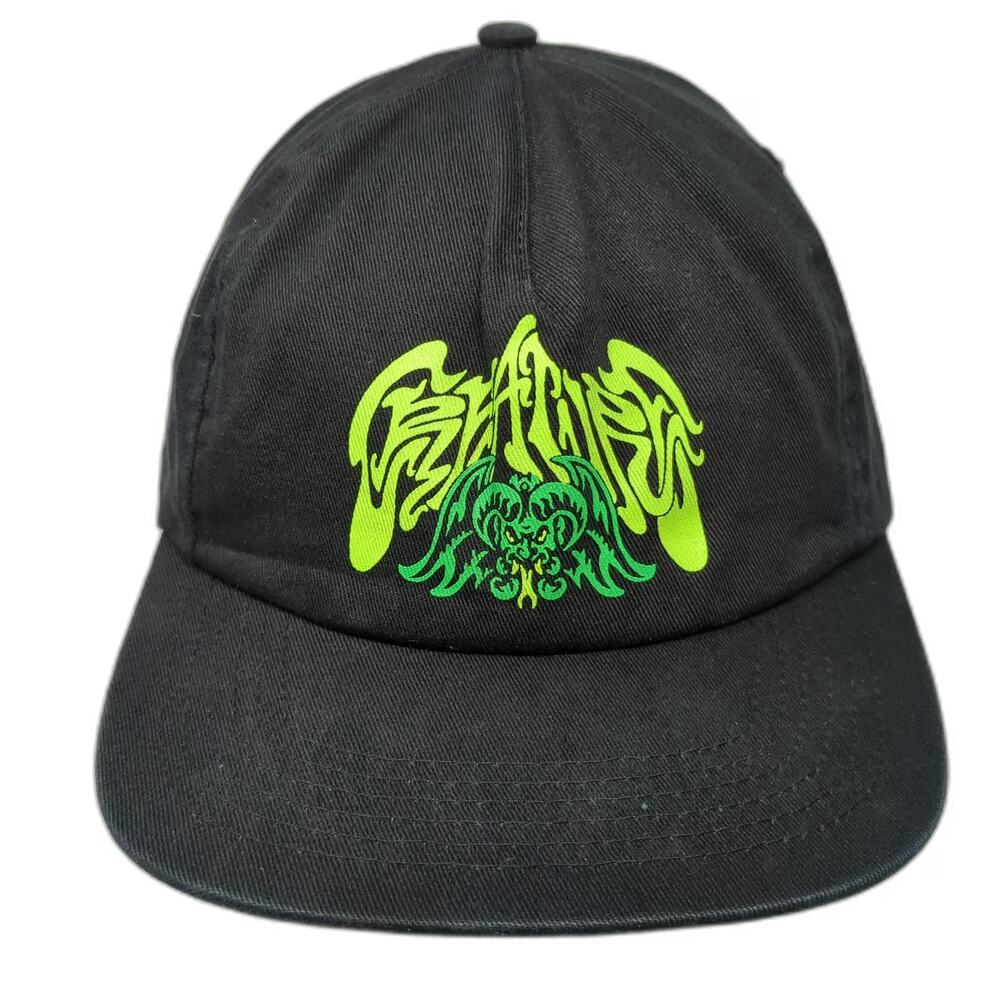 Creature 5 Panel Hat Black One Size Snapback Flat Brim Embroidered Monster Logo